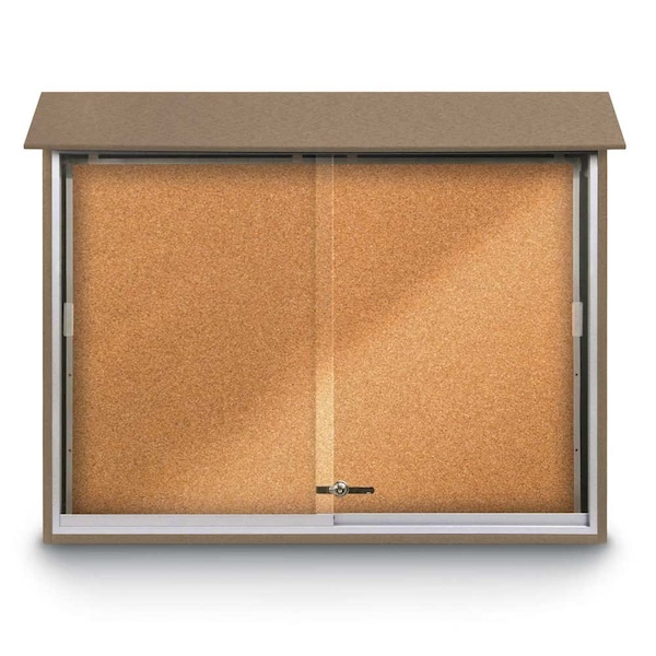 Outdoor Enclosed Combo Board, 72"x36", Bronze Frame/Grey & Buff